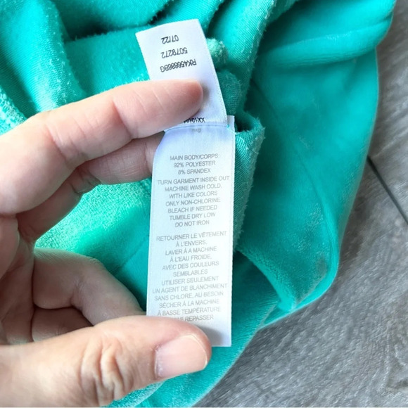 Zella Turquoise V Neck Velvet Pullover Sweater - Picture 10 of 16